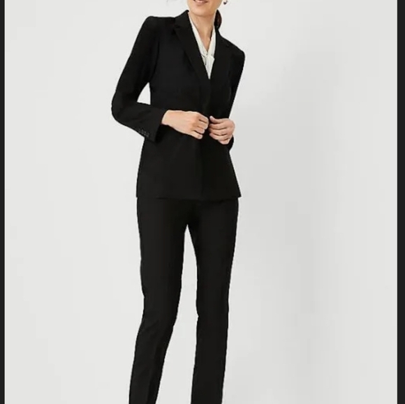 The Limited Jackets & Blazers - The Limited Double Breasted Black Fitted Stretch Blazer Suit Jacket